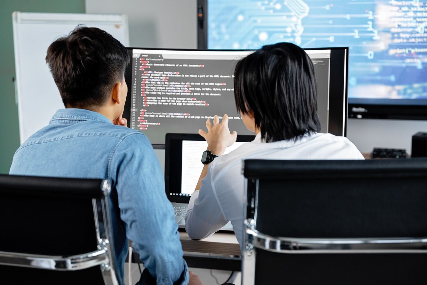 Software developers collaborating on a project